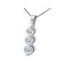 1 1/2ct Three Diamond Drop Style Diamond Pendant In 14k White Gold. Image-2