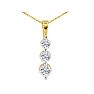 1/8ct Three Diamond Drop Style Diamond Pendant In 10k Yellow Gold Image-1