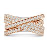 1 3/4ct Five Row Criss Cross Diamond Ring in 14 Karat Two-Tone Rose and White Gold