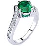 1 1/5ct Oval Emerald And Diamond Ring In 14 Karat White Gold Image-2