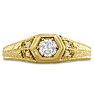 Antique 1/3ct Diamond Engagement Ring In 14 Karat Yellow Gold Image-1
