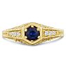 Antique 3/4ct Sapphire and Diamond Engagement Ring In 14 Karat Yellow Gold Image-1