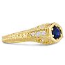 Antique 3/4ct Sapphire and Diamond Engagement Ring In 14 Karat Yellow Gold Image-2