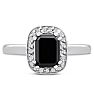 3/4 Carat Black and White Diamond Ring in 14 Karat White Gold Image-1