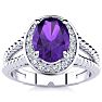 1 1/2ct Oval Shape Amethyst and Diamond Ring In 14 Karat White Gold Image-1