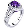 1 1/2ct Oval Shape Amethyst and Diamond Ring In 14 Karat White Gold Image-2