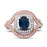 1ct Oval Shape Sapphire and Diamond Ring In 14 Karat White and Rose Gold Image-1