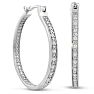 Platinum Plated 1/4 Carat Diamond Hoop Earrings, Perfect Gift! Image-1