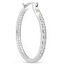Platinum Plated 1/4 Carat Diamond Hoop Earrings, Perfect Gift! Image-3
