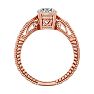 Round Engagement Rings, 1 Carat Diamond Solitaire Engagement Ring with Tapered Etched Band Crafted In 14 Karat Rose Gold Image-3