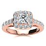 2ct Princess Cut Halo Diamond Engagement Ring Crafted in 14 Karat Rose Gold Image-1