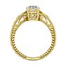 Round Engagement Rings, 1 Carat Diamond Solitaire Engagement Ring with Tapered Etched Band Crafted In 14 Karat Yellow Gold Image-3