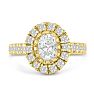 1 3/5 Carat Oval Halo Diamond Engagement Ring in 14 Karat Yellow Gold Image-1