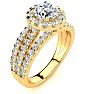 2 Carat Round Halo Diamond Engagement Ring in 14 Karat Yellow Gold
 Image-2
