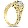 1 3/4 Carat Split Shank Halo Diamond Engagement Ring in 14 Karat Yellow Gold Image-2
