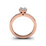 1/2 Carat Princess Cut Pave Halo Diamond Bridal Set in 14k Rose Gold
 Image-5