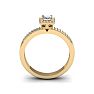1/2 Carat Princess Cut Pave Halo Diamond Bridal Set in 14k Yellow Gold
 Image-5