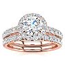 1 1/2 Carat Pave Halo Diamond Bridal Set in 14k Rose Gold Image-1