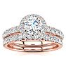 1 Carat Floating Pave Halo Diamond Bridal Set in 14k Rose Gold Image-1