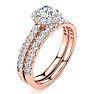 1 Carat Floating Pave Halo Diamond Bridal Set in 14k Rose Gold Image-2