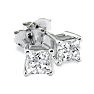 Platinum 3/4ct Princess Cut Diamond Stud Earrings Image-1