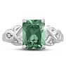 2 3/4 Carat Emerald Shape Green Amethyst and Diamond Ring In Sterling Silver Image-1