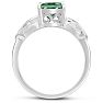 2 3/4 Carat Emerald Shape Green Amethyst and Diamond Ring In Sterling Silver Image-4