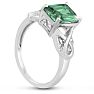2 3/4 Carat Emerald Shape Green Amethyst and Diamond Ring In Sterling Silver Image-6