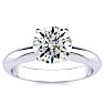 Round Engagement Rings, 1 1/2 Carat Diamond Solitaire Engagement Ring Crafted In 14K White Gold Image-1
