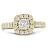 1 3/4 Carat Princess Cut Halo Diamond Engagement Ring in 14 Karat Yellow Gold Image-1