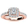 2 Carat Princess Cut Halo Diamond Engagement Ring in 14 Karat Rose Gold Image-1