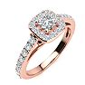 2 Carat Princess Cut Halo Diamond Engagement Ring in 14 Karat Rose Gold Image-2