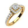 2 Carat Princess Cut Halo Diamond Engagement Ring in 14 Karat Yellow Gold Image-2