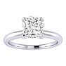 1 Carat Cushion Cut Diamond Solitaire Engagement Ring In 14K White Gold Image-1