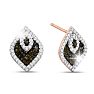 1/3ct Champagne and White Diamond Stud Earrings In 14 Karat Rose Gold Plated 925 Silver Image-1