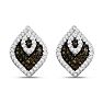 1/3ct Champagne and White Diamond Stud Earrings In 14 Karat Rose Gold Plated 925 Silver Image-2