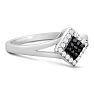 1/5ct Black and White Princess Diamond Ring Image-2