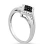 1/5ct Black and White Princess Diamond Ring Image-6