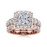 2 1/4 Carat Princess Halo Diamond Bridal Set in 14k Rose Gold Image-1