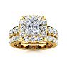 2 1/4 Carat Princess Halo Diamond Bridal Set in 14k Yellow Gold Image-1