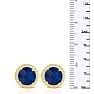 4 Carat Sapphire and CZ Halo Stud Earrings In 24 Karat Gold Over Silver Image-4