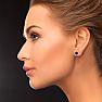 4 Carat Sapphire and CZ Halo Stud Earrings In 24 Karat Gold Over Silver Image-5