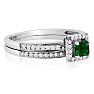 1/2ct Pave Emerald and Diamond Bridal Set in 14k White Gold
 Image-2