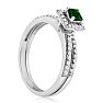 1/2ct Pave Emerald and Diamond Bridal Set in 14k White Gold
 Image-6