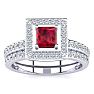 1ct Princess Cut Ruby and Diamond Bridal Set in 14k White Gold
 Image-1