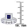 1ct Princess Cut Sapphire and Diamond Bridal Set in 14k White Gold
 Image-5