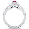 1 Carat Princess Shape Double Halo Ruby and Diamond Engagement Ring In 14 Karat White Gold Image-3