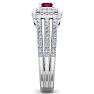 1 Carat Princess Shape Double Halo Ruby and Diamond Engagement Ring In 14 Karat White Gold Image-4