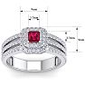 1 Carat Princess Shape Double Halo Ruby and Diamond Engagement Ring In 14 Karat White Gold Image-5