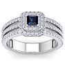 1 Carat Princess Shape Double Halo Sapphire and Diamond Engagement Ring In 14 Karat White Gold Image-1